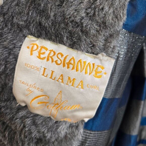Vintage 60s Gotham Persian Lamb Llama Curl Coat Womens M Gray Mid Length - Picture 6 of 7